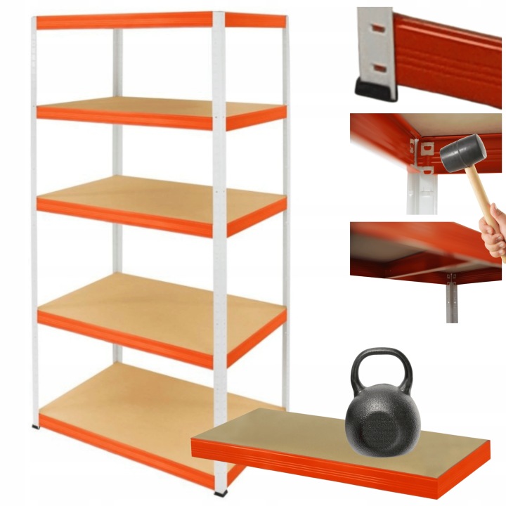 Kovový skladový regál Helios 180x75x35 cm 5Px175 kg Trvanlivý Pl