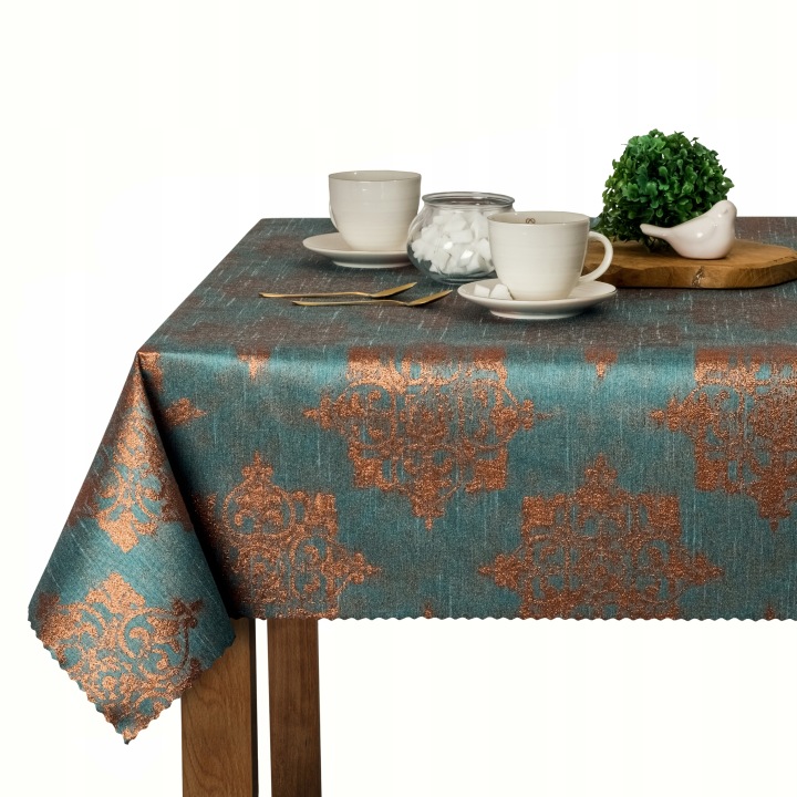 Ubrus odolný proti skvrnám, tyrkysový, měděný 6179-2397 150 x 300 cm