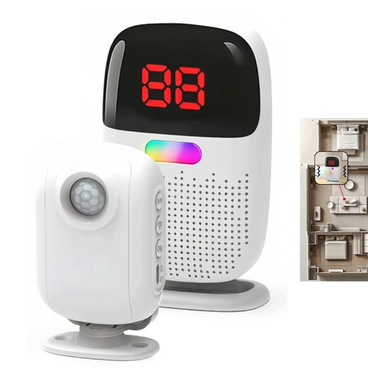 Bezdrátový alarm domu Snímač pohybu ID Pager Dosah 300 m