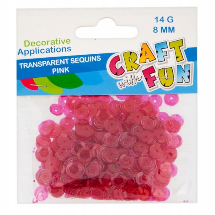 Паєтки прозорі круглі 8 мм рожеві CRAFT WITH FUN 439330
