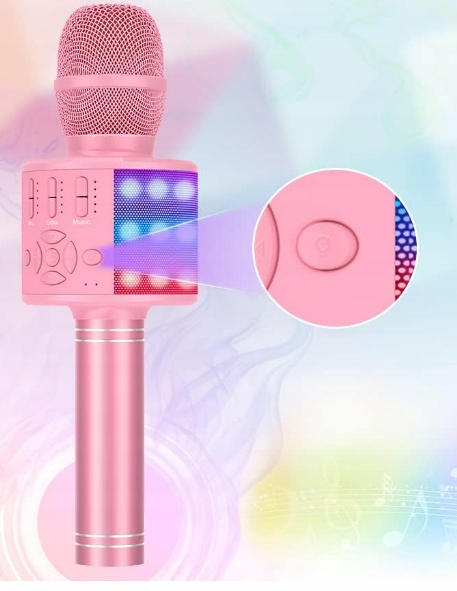 Мікрофон для Караоке Bluetooth Дитяча Колонка LED Модулятор Голосу Гра — фото 3