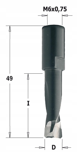 Cmt 380.060.11 Fréza Domino D=6 I=28 L=49 S=M6x0,75