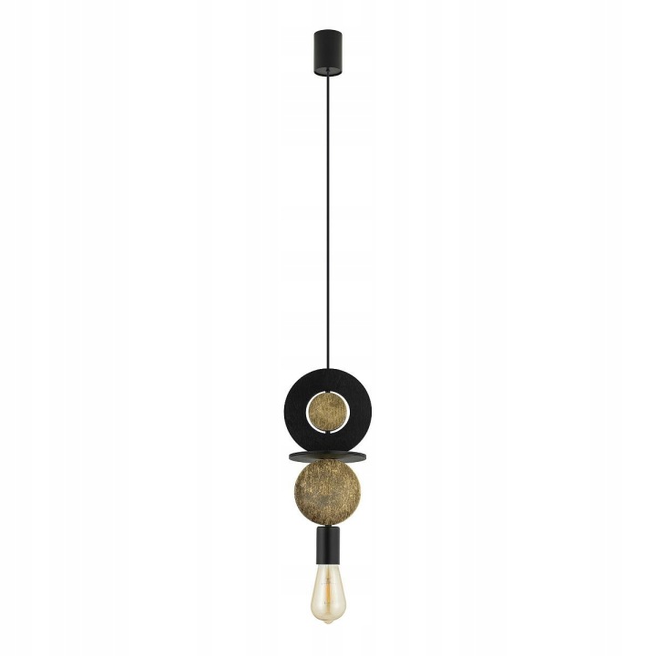 Závěsná lampa Drops Wood E Černá Hnědá 1xE27 Stropní Svítidlo Pokoj Domov