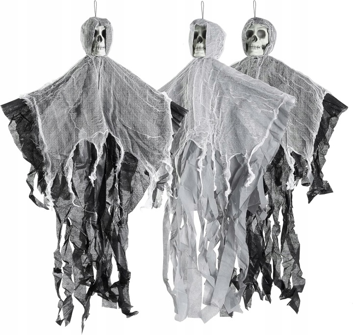 Strašidelné závěsné kostry, 90 cm Závěsní duchové, dekorace na Halloween