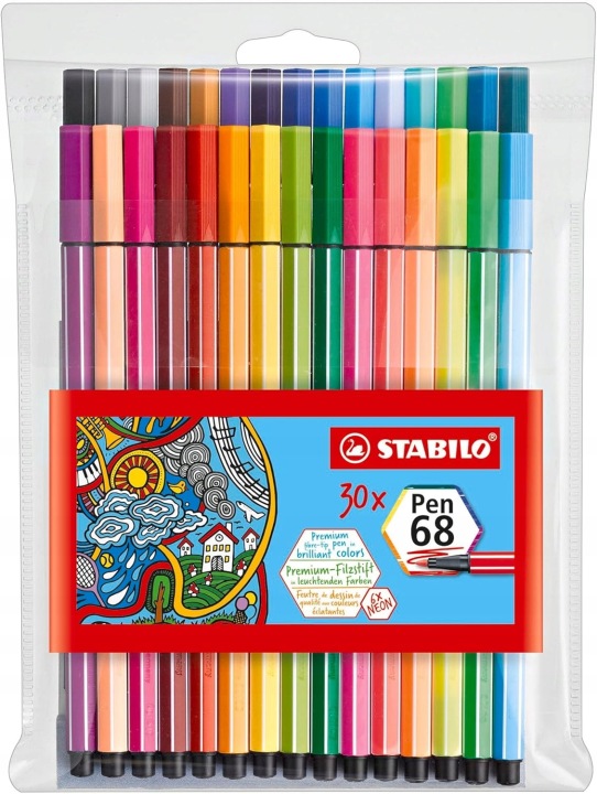 Фломастери STABILO Ручка 68 Чохол 30 шт. + 6 Кольорів Неонових — фото 3