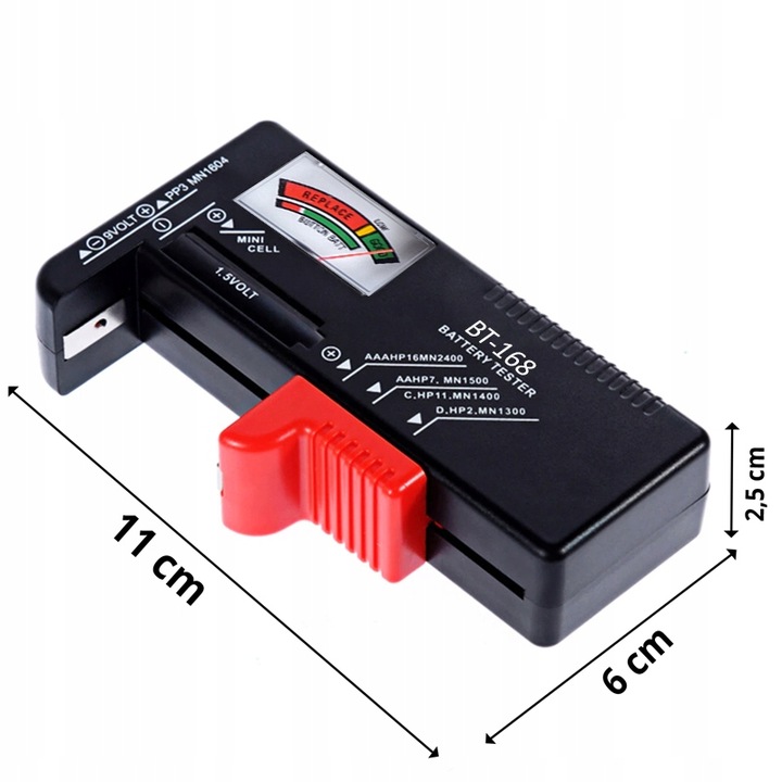 TESTER MIERNIK BATERII I AKUMULATORKÓW ANALOGOWY WOLTOMIERZ AA AAA 9V R9