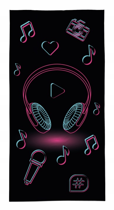 Рушник банний пляжний 70x140 TIK TOK нотка навушники