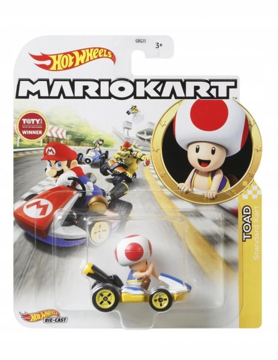 Hot wheels mario kart toad, mattel