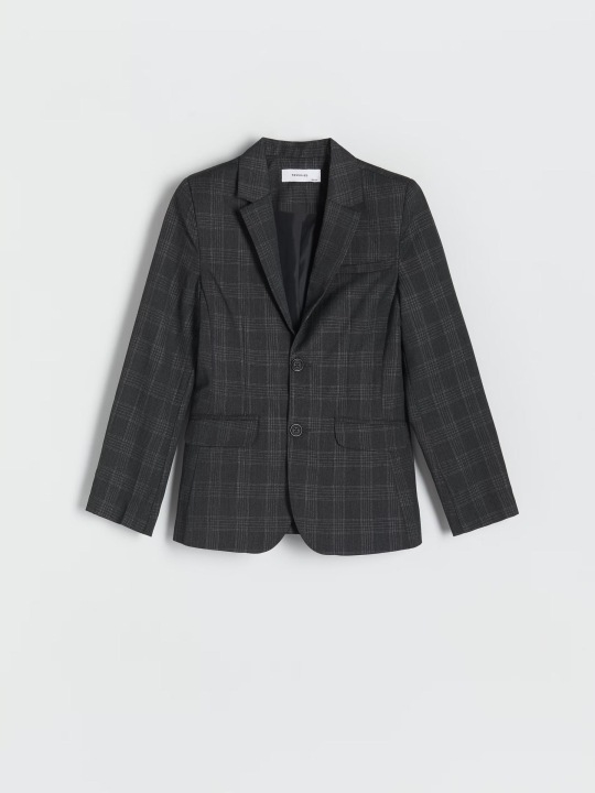 Сірий піджак у клітинку однобортна SLIM FIT класична RESERVED 116 — фото 2