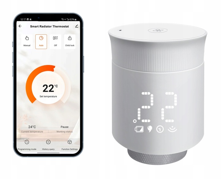 Inteligentní radiátorová hlavice Termostat Ventil LCD Smart Home Tuya Zigbee