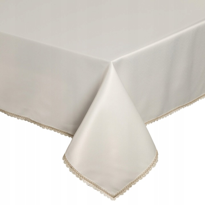 Dekorativní ubrus Lace 140x220 krémový s šampaňskou krajkou na okrajích