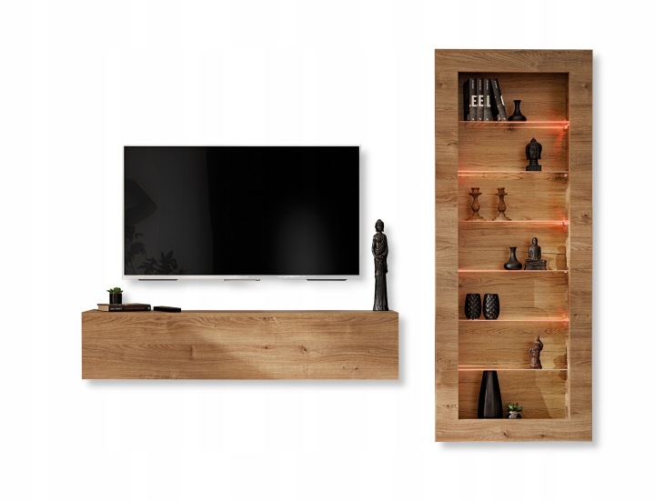 Komodee, Sada nábytku Rtv Como, Medový dub, Led, Do obývacího pokoje, Ložnice