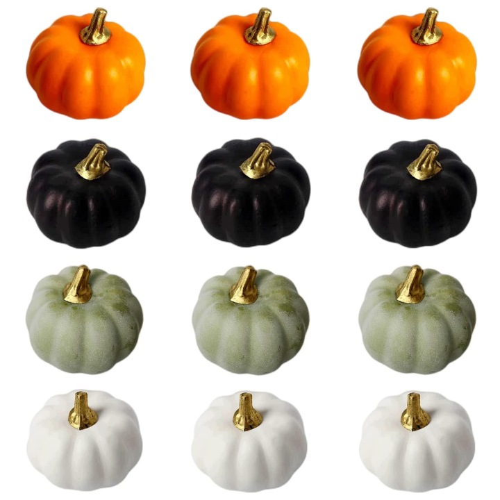Dekorativní Dýně 12 Ks Zelené Pěnové Halloween Podzim 5 CM