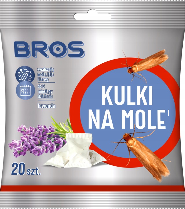 BROS Кульки на кріт одежні, для одягу 20 шт. лавандові