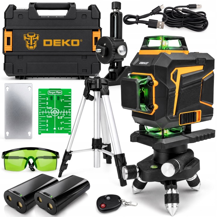 Laserová Vodováha 360 Rovinná 4D Křížový Laser Pro Zelený Deko