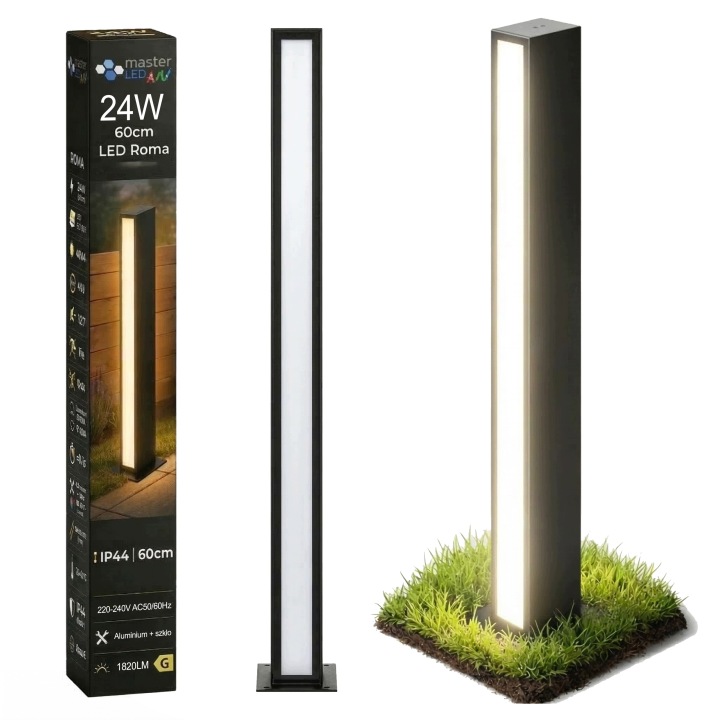 Zahradní Led lampa Stojící sloupek 60 cm 24W 4000K Oboustranná Černá IP44