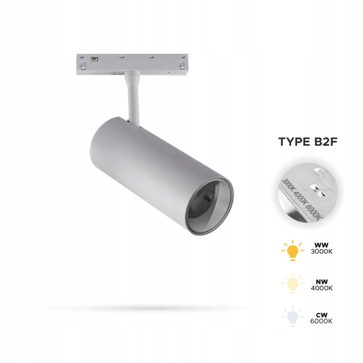Bílý Led reflektor Track 12W 3CCT Typ B2F pro Smart Track 48VDC