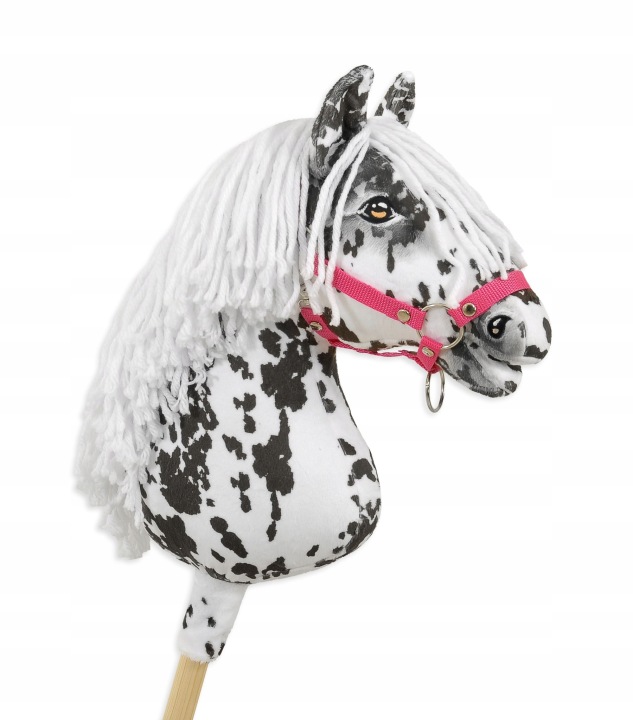 Hobby Horse A3 великий кінь на палиці чубарий біло-чорний біла грива — фото 3