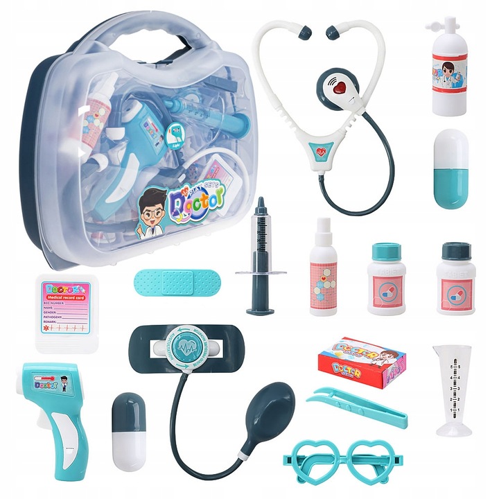 SET OF SMALL DOCTOR MEDICAL SUITCASE FOR CHILDREN STETHOSCOPE + ACCESSORIES