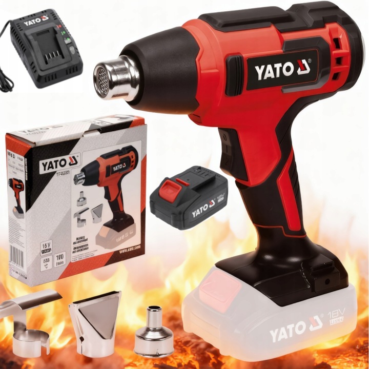 Sada Akumulátorová Horkovzdušná Pistole 18V 550°C, 2 rychlosti 4AH baterie Yato YT-82285