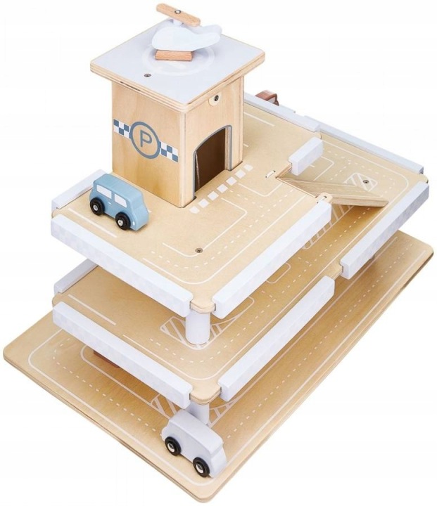 Великий Дерев'яний Трек Гараж Паркінг З Ліфтом + Машинки Ecotoys — фото 14