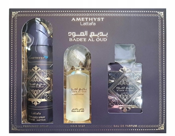 lattafa amethyst woda perfumowana 100 ml   zestaw  