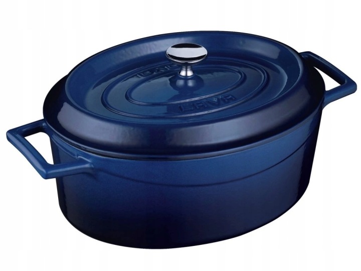 Litinový hrnec oválný 25cm modrý