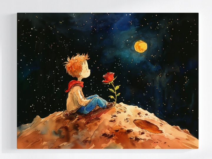Plakát Děti Malý Princ Růže Vesmír Planeta Pohádka 100x75