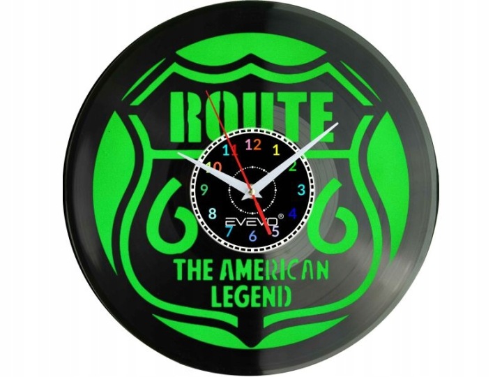 Road Route 66 Usa Nástěnné Hodiny Fluorescenční Pozadí Vinylová Deska Dárek