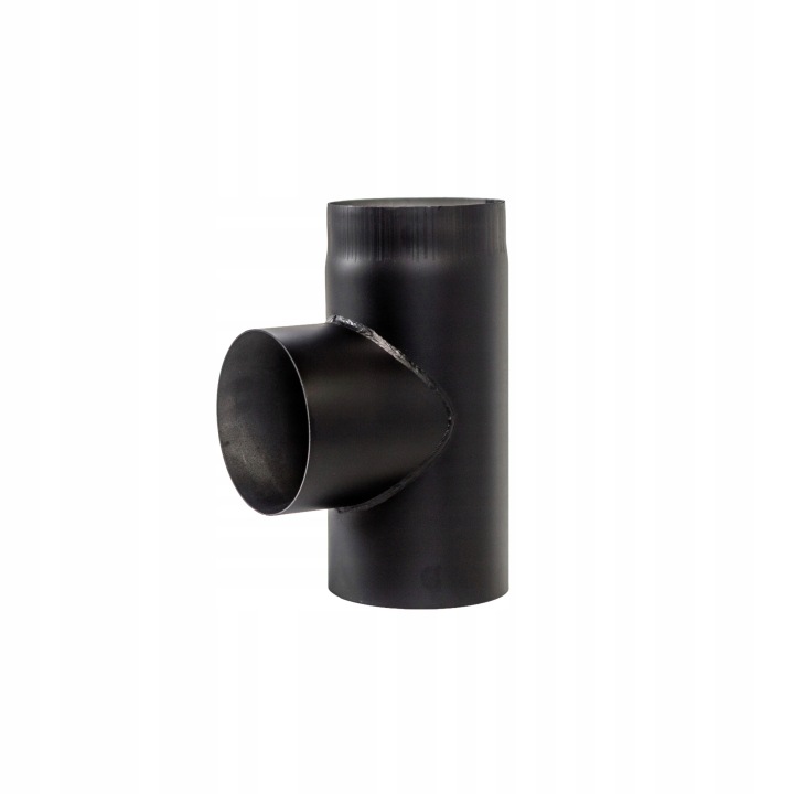 T-rozdělovač černý, průměr 180 mm, 90° – komínový čep