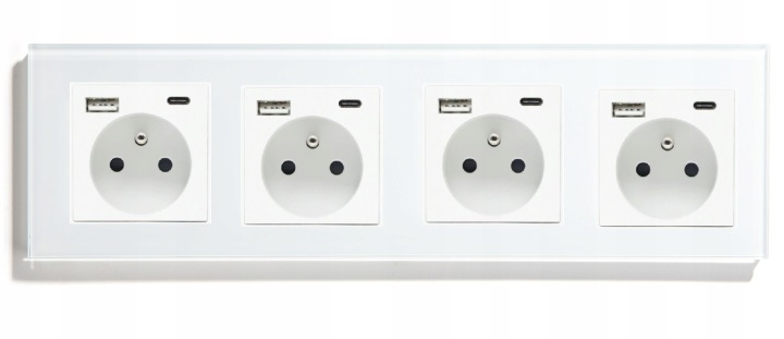 Čtyřnásobná Skleněná Elektrická Zásuvka Usb C