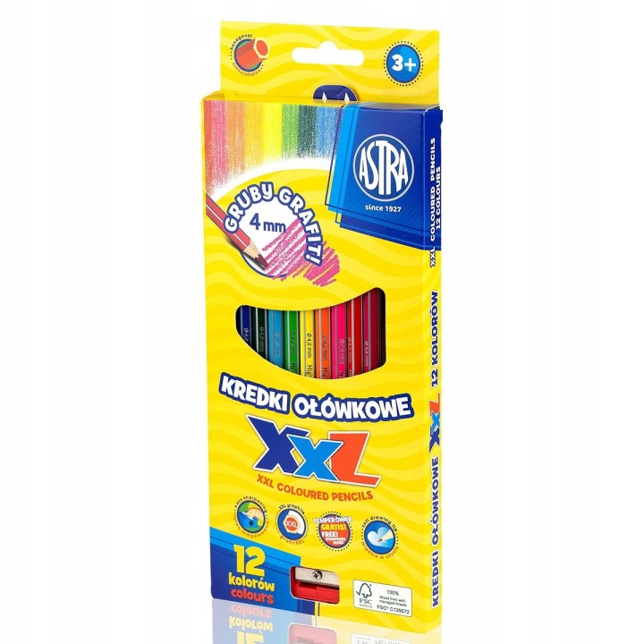 Кольорові олівці шестигранні Jumbo XXL Astra 12 кольорів — фото 4