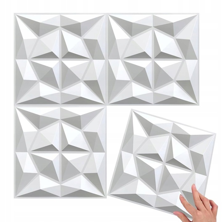 12X Nástěnné Panely Diamant Černý Vzor 3D Pěnový Stropní Kaseton 50x50 cm