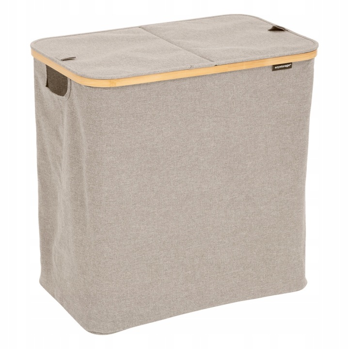Dvoukomorový Koš Na Prádlo Polyester Bambus 80 L 53X33X54 CM