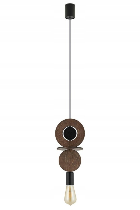Závěsná lampa Drops Wood C Černá Hnědá 1xE27 Stropní Svítidlo Pokoj Dům