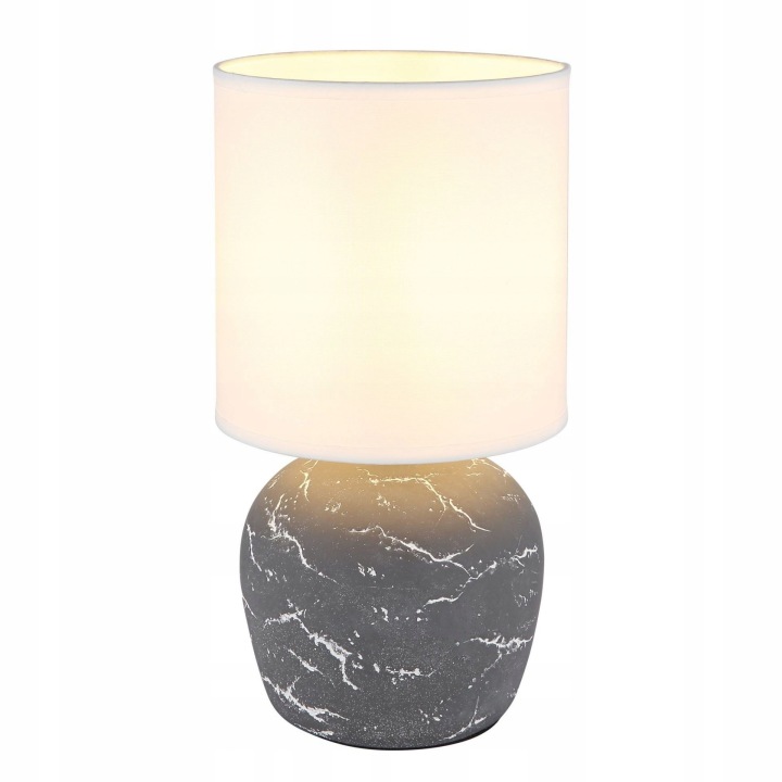 Šedá stolní lampa Marble s měkkým světlem do ložnice Globo