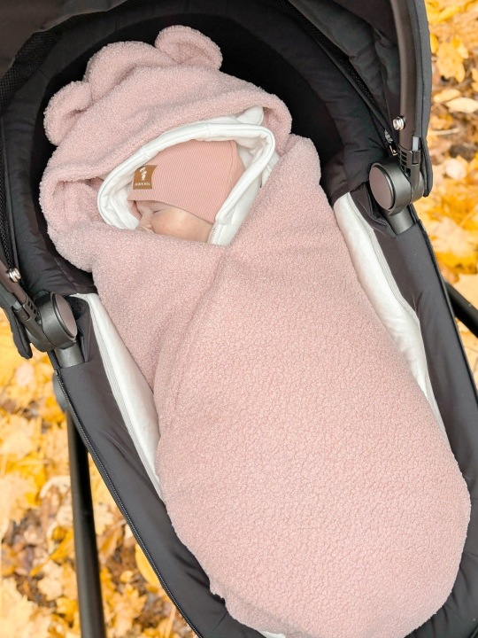 Утеплений конверт, плед з капюшоном для автокрісла Баранчик, Baby Nellys, пудрово-рожевий — фото 4