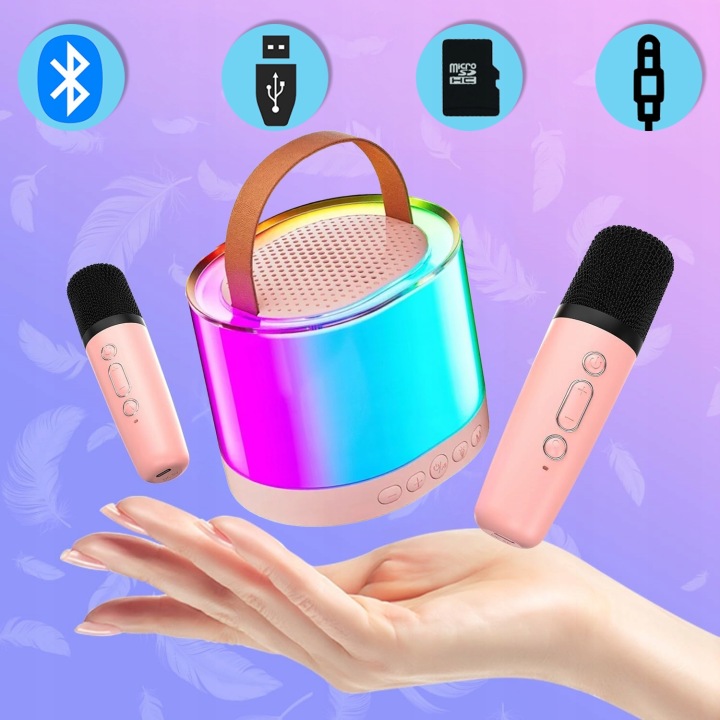 Портативний набір караоке колонка BLUETOOTH 2 шт. мікрофон MP3 USB міні JACK — фото 3