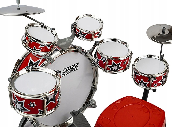 DRUMS FOR CHILDREN LARGE SET OF 6 DRUMS 2 PLATES + STOOL INSTRUMENT XXL Kind drums