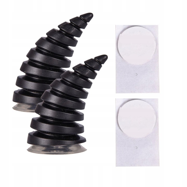 2 Count шолом Декорація Наклейка Devil Horn Дизайн, Full of Spiral Чорний — фото 2