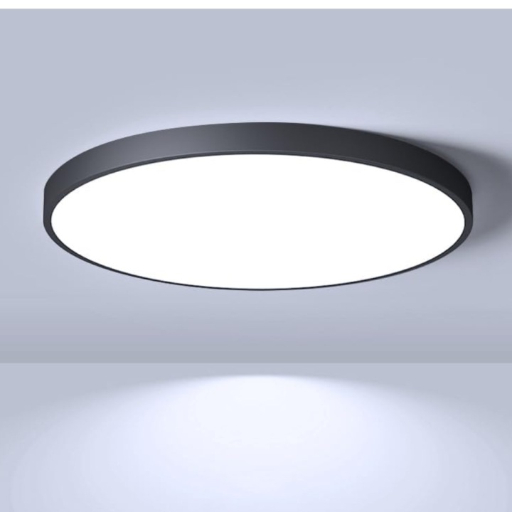 Stropní Svítidlo Nástěnný Led 40 cm Kulatý Černý 40W 3400lm 4000K Neutrální bílá barva