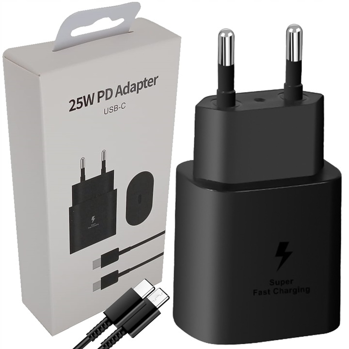 SZYBKA ŁADOWARKA SIECIOWA DO TELEFONU SAMSUNG KOSTKA 25W + KABEL USB-C 1M