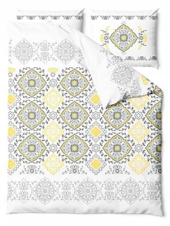Povlečení Sunshine Glamour 160x200, bílá žlutá, šedé ornamenty