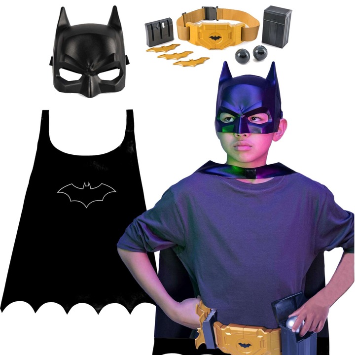 ZESTAW KOSTIUM STRÓJ BATMANA MASKA, PELERYNA + PAS NA AKCESORIA DC COMICS