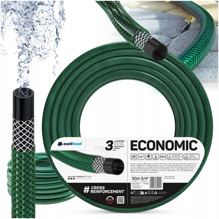 Hadice 3/4" 30 m Cellfast Economic na vodu, 3vrstvá, Silná, pružná