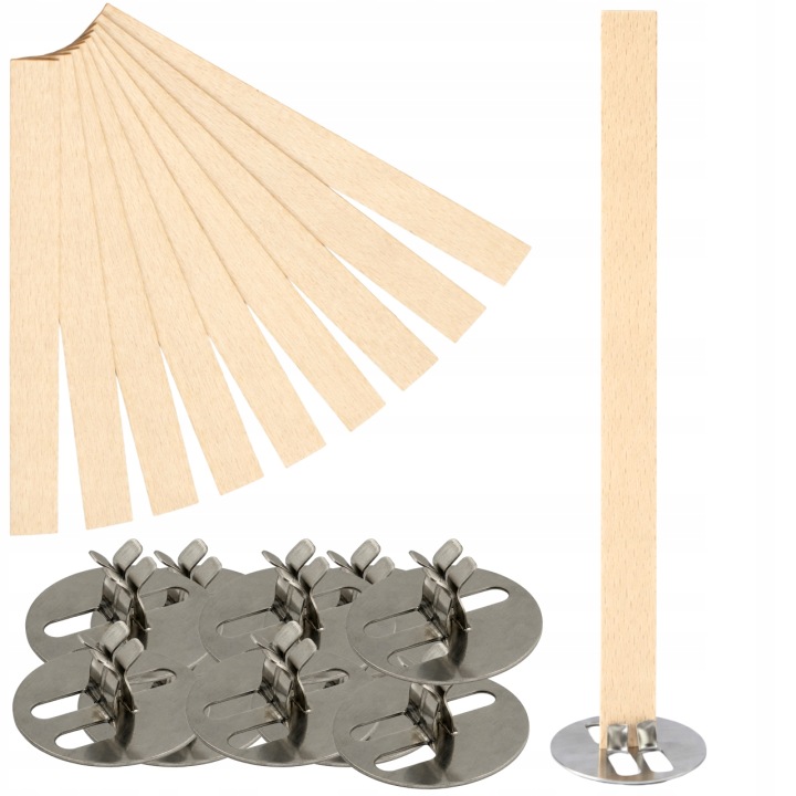Dřevěný knot jednoduchý 1x15x150 podstavec plechový, sada 100 ks