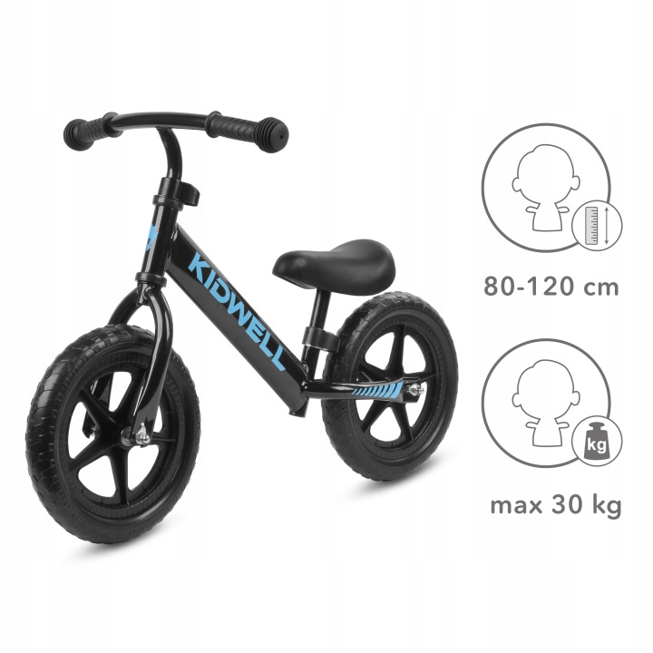 Біговел каталка KIDWELL REBEL колеса 12" легкий регульований чорний — фото 5