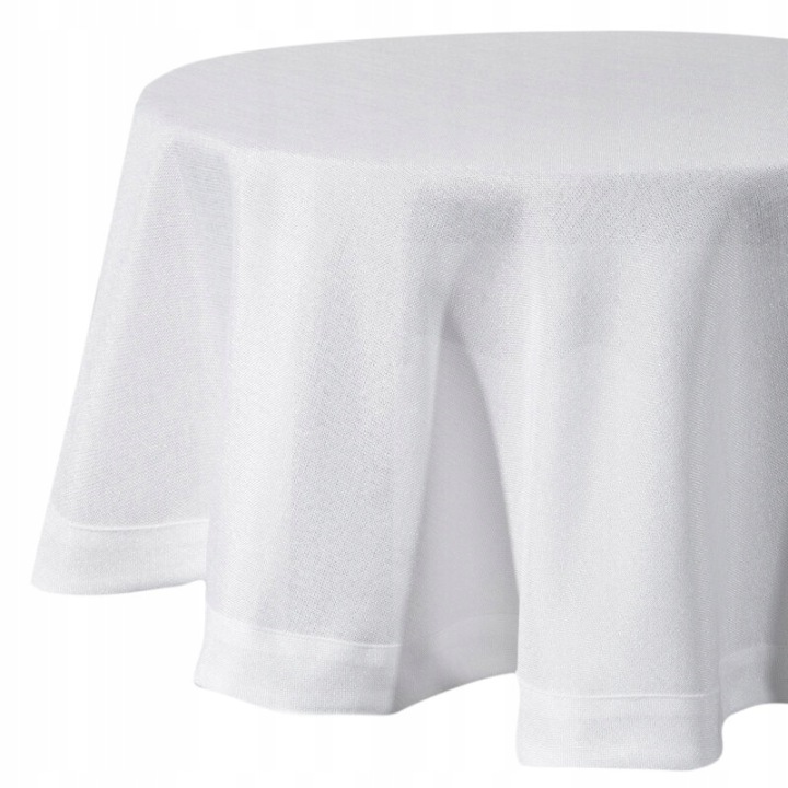 Ubrus Stella 150 cm kulatý bílý s plátěnou strukturou