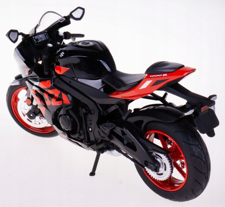 SUZUKI GSX 1000R модель пластик/метал світло звук мотоцикл 1:12 чорно-червоний — фото 4