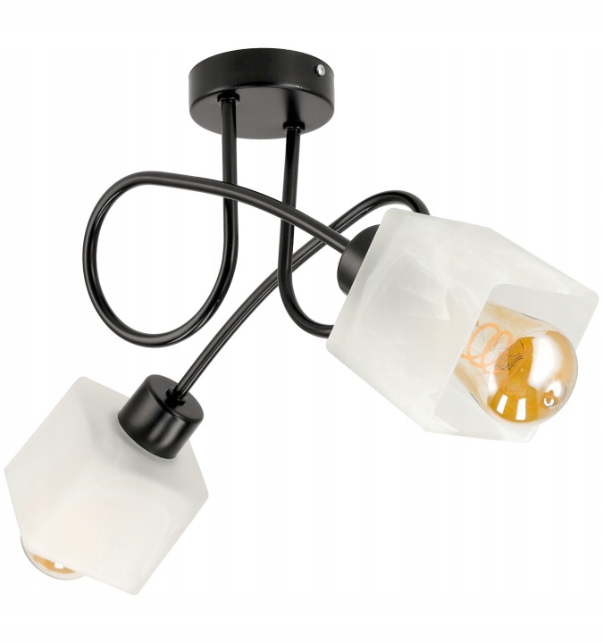 Závěsná Led stropní lampa Loft 2xE27 Skleněné Mléčné stínítko